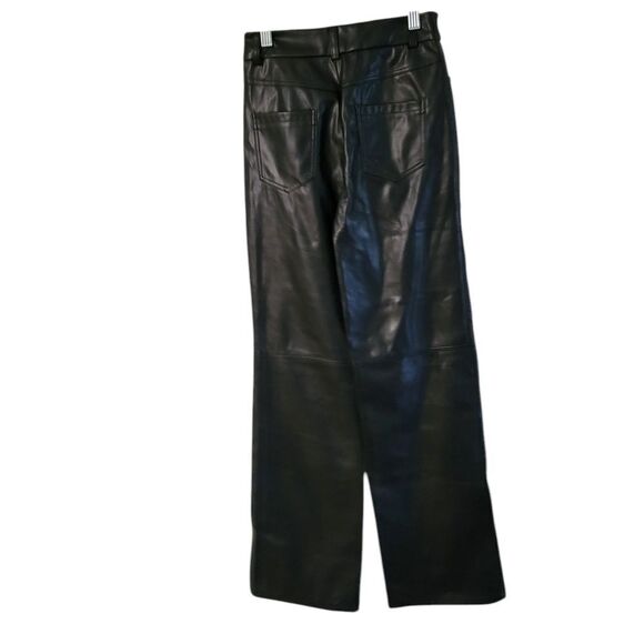 SHEIN Black Leather Straight-Leg Pants - Picture 2 of 4